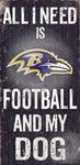 Baltimore Ravens Wood Sign - Football and Dog 6"x12"