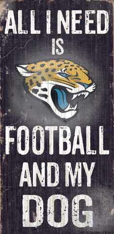 Jacksonville Jaguars Wood Sign - Football and Dog 6"x12"