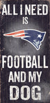 New England Patriots Wood Sign - Football and Dog 6"x12"