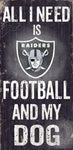 Oakland Raiders Wood Sign - Football and Dog 6"x12"