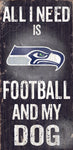 Seattle Seahawks Wood Sign - Football and Dog 6"x12"