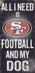 San Francisco 49ers Wood Sign - Football and Dog 6"x12"