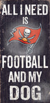 Tampa Bay Buccaneers Wood Sign - Football and Dog 6"x12"