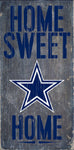 Dallas Cowboys Wood Sign - Home Sweet Home 6"x12"