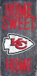 Kansas City Chiefs Wood Sign - Home Sweet Home 6"x12"