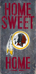 Washington Redskins Wood Sign - Home Sweet Home 6"x12"