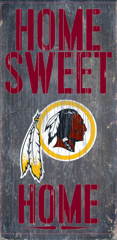Washington Redskins Wood Sign - Home Sweet Home 6"x12"