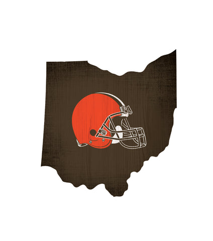 Cleveland Browns Sign Wood Logo State Design