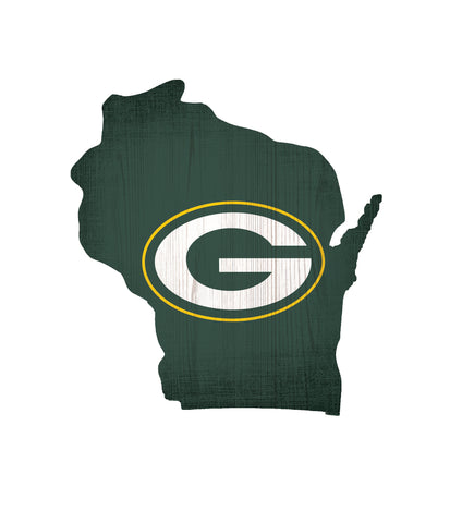 Green Bay Packers Sign Wood Logo State Design