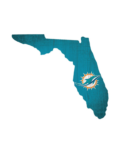 Miami Dolphins Sign Wood Logo State Design