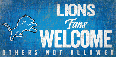 Detroit Lions Wood Sign Fans Welcome 12x6