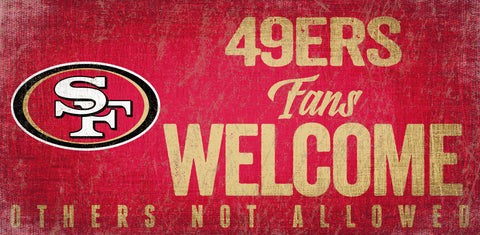 San Francisco 49ers Wood Sign Fans Welcome 12x6