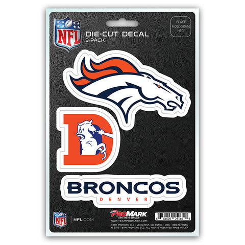Denver Broncos Decal Die Cut Team 3 Pack