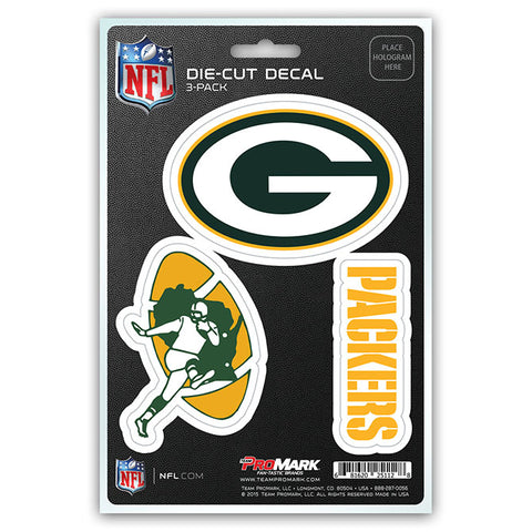 Green Bay Packers Decal Die Cut Team 3 Pack