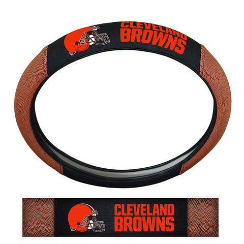 Cleveland Browns Steering Wheel Cover Premium Pigskin Style