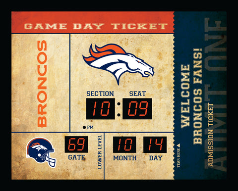 Denver Broncos Clock - 14x19 Scoreboard - Bluetooth