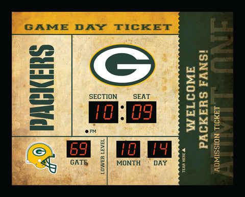 Green Bay Packers Clock - 14x19 Scoreboard - Bluetooth