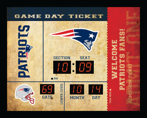 New England Patriots Clock - 14x19 Scoreboard - Bluetooth
