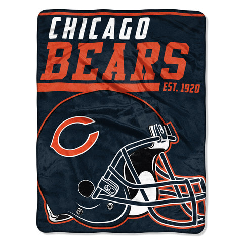 Chicago Bears Blanket 46x60 Micro Raschel 40 Yard Dash Design Rolled