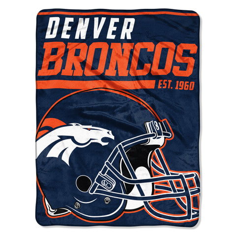Denver Broncos Blanket 46x60 Raschel 40 Yard Dash Design Rolled