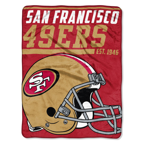 San Francisco 49ers Blanket 46x60 Raschel 40 Yard Dash Design Rolled