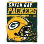 Green Bay Packers Blanket 46x60 Micro Raschel 40 Yard Dash Design Rolled