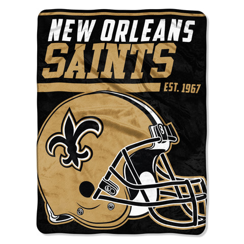 New Orleans Saints Blanket 46x60 Micro Raschel 40 Yard Dash Design Rolled