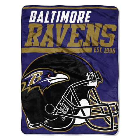 Baltimore Ravens Blanket 46x60 Micro Raschel 40 Yard Dash Design Rolled