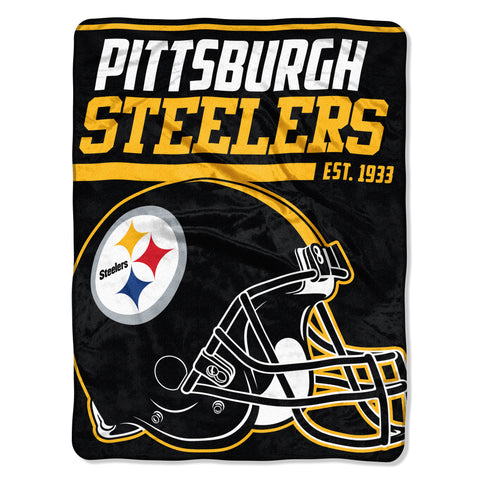 Pittsburgh Steelers Blanket 46x60 Raschel 40 Yard Dash Design Rolled