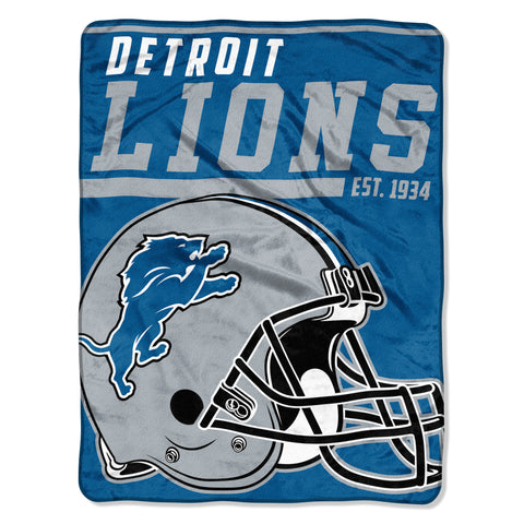 Detroit Lions Blanket 46x60 Micro Raschel 40 Yard Dash Design Rolled