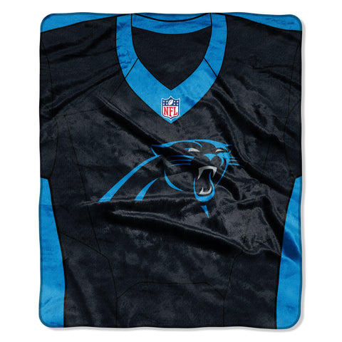 Carolina Panthers Blanket 50x60 Raschel Jersey Design