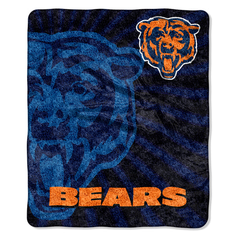 Chicago Bears Blanket 50x60 Sherpa Strobe Design