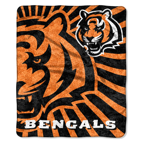 Cincinnati Bengals Blanket 50x60 Sherpa Strobe Design