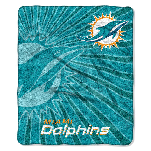 Miami Dolphins Blanket 50x60 Sherpa Strobe Design