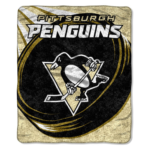 Pittsburgh Penguins Blanket 50x60 Sherpa Puck Design