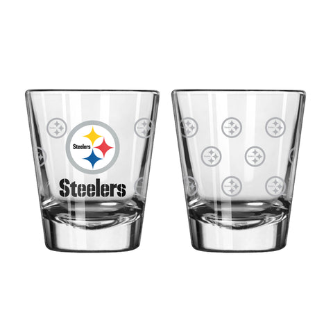 Pittsburgh Steelers Shot Glass - 2 Pack Satin Etch - New UPC