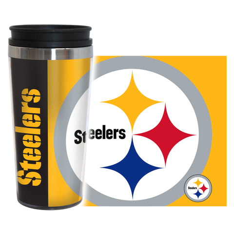 Pittsburgh Steelers Travel Mug 14oz Full Wrap Style Hype Design
