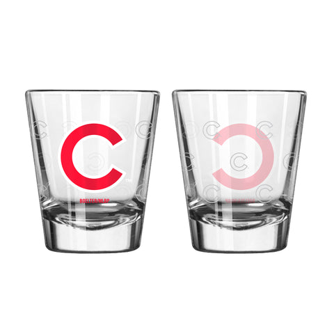 Chicago Cubs Shot Glass Satin Etch Style 2 Pack 