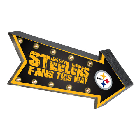 Pittsburgh Steelers Sign Marquee Style Light Up Arrow Design