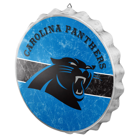 Carolina Panthers Sign Bottle Cap Style Distressed