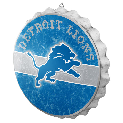 Detroit Lions Sign Bottle Cap Style Distressed