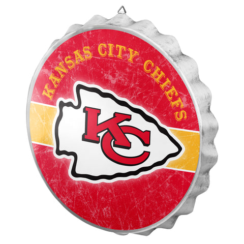 Kansas City Chiefs Sign Bottle Cap Style Distressed