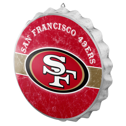 San Francisco 49ers Sign Bottle Cap Style Distressed