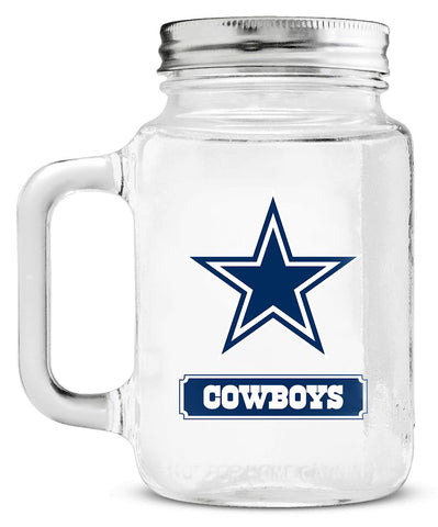 Dallas Cowboys Mason Jar Glass With Lid