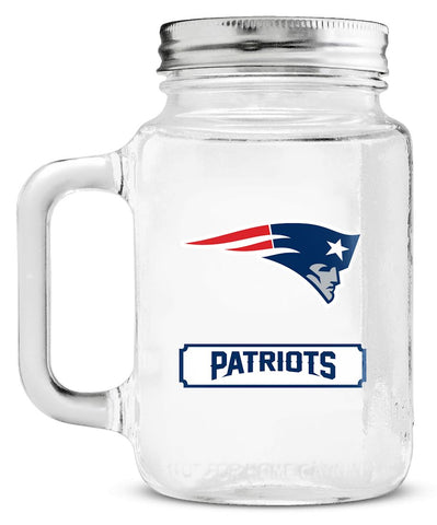 New England Patriots Mason Jar Glass With Lid