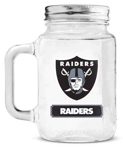 Oakland Raiders Mason Jar Glass With Lid