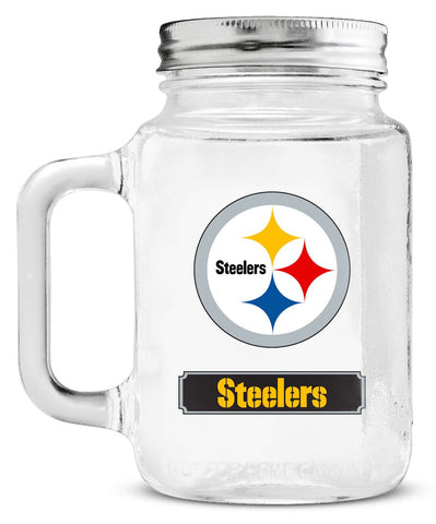 Pittsburgh Steelers Mason Jar Glass With Lid