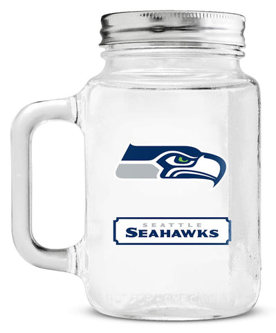 Seattle Seahawks Mason Jar Glass With Lid