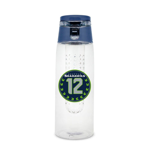 Seattle Seahawks Sport Bottle 24oz Plastic Infuser Style 12th Man Design