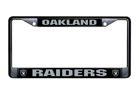 Oakland Raiders License Plate Frame Chrome Black